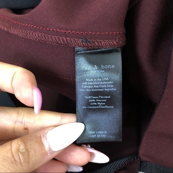 NWT rag & bone Simone Side Striped pants in Burgundy - Picture 8 of 11